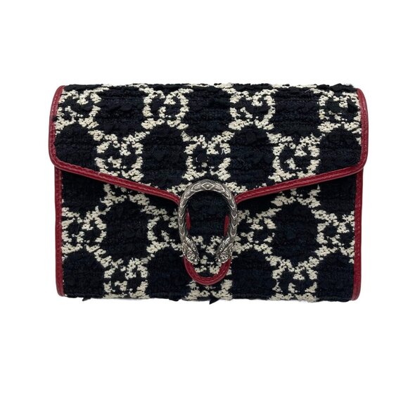 Gucci Handbags - Gucci Tweed GG Monogram Small Dionysus Wallet on Chain